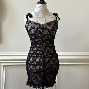 Black, lace overlay party dress. Lulus size M